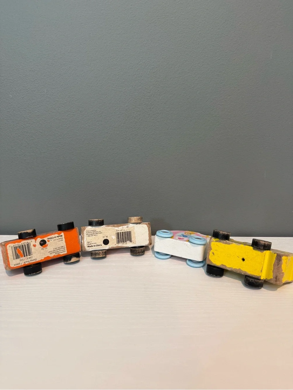 Kids Wooden Vehicle Toy Set - Orange, White, Pink, Yellow